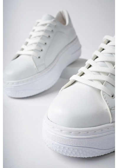 Muggo Samba Garantili Kadın Günlük Yüksek Taban Bağcıklı Sneaker Spor Ayakkabı 001