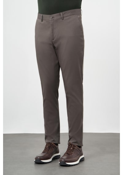 İmza Koyu Haki Düz Armürlü Pamuklu Yan Cep Comfort Fit Casual Pantolon 1003245164 Koyu Haki