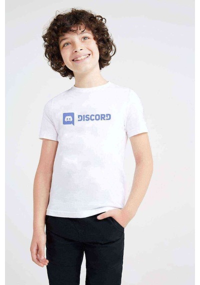 Tshirthane Discord Yazı Baskılı Unisex Çocuk Beyaz T-Shirt