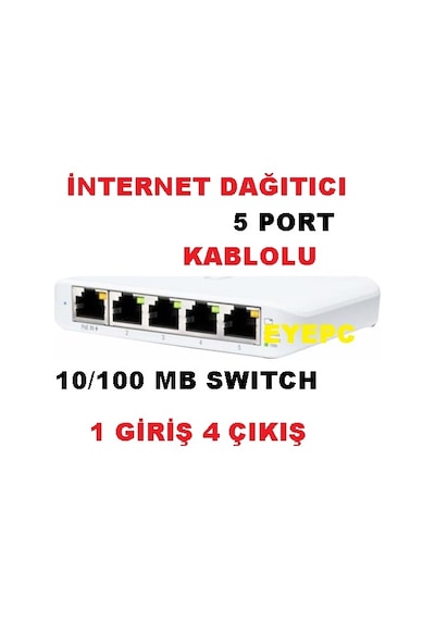 EYEPC Kablolu İnternet Dağıtıcı 1 Giriş 4 Çıkış 5 Port Swich