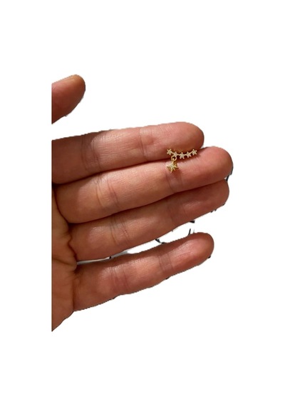 Zirkon Taşlı Yıldız Tasarım Tragus Helıx Kıkırdak Pearsıng Küpe 1adet Altın