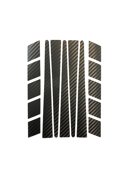 Şerit Tasarımlı Siyah Karbon Fiber Dokulu Motosiklet Kask Sticker Çınar Extreme