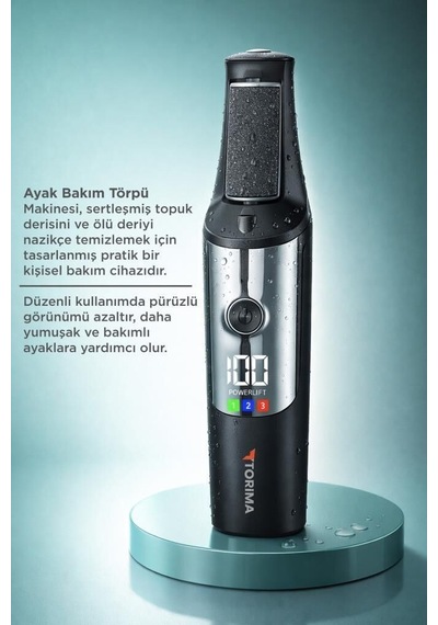 Premium Temizlik Aleti Topuk Ürünü Bakım Cihazı Bcm-1140t Siyah Şarjlı Su Geçirmez Ayak Törpü