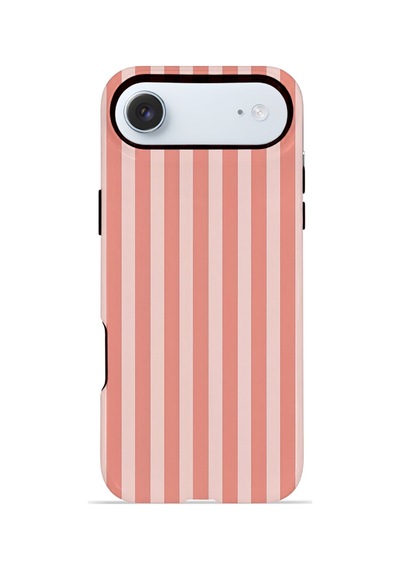 Apple iPhone Uyumlu 17 Air Vorian Çift Katmanlı Magsafe Kılıf Coral Riviera Stripe