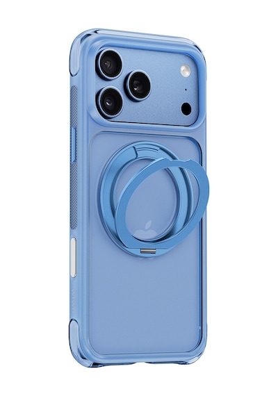Apple iPhone Uyumlu 18 Pro Kılıf Wiwu Ag-203 Aeroguard Ultra Serisi M-safeli Airbag Standlı Kapak Açık Mavi