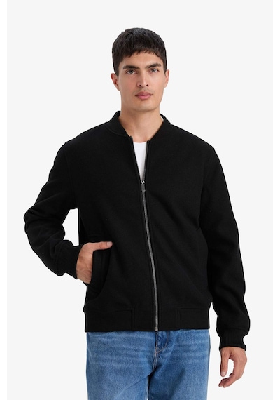 Defacto Regular Fit Kolej Yaka Bomber Astarlı Fermuarlı Kaşe Mont F7750ax26spbk27 Siyah-bk27