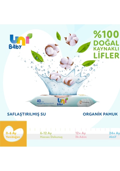 Uni Baby Yenidoğan Islak Havlu Mendil 3lü 120 Yaprak