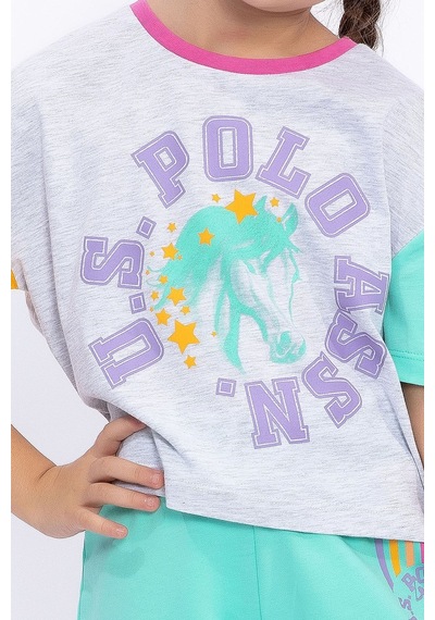 U.s. Polo Assn Karmelanj Kız Çocuk Şort Takım 5274-29428 Kar Melanj