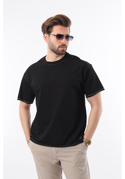 Madmext Madmext Siyah Bisiklet Yaka Basic Erkek Tişört E7105 Siyah