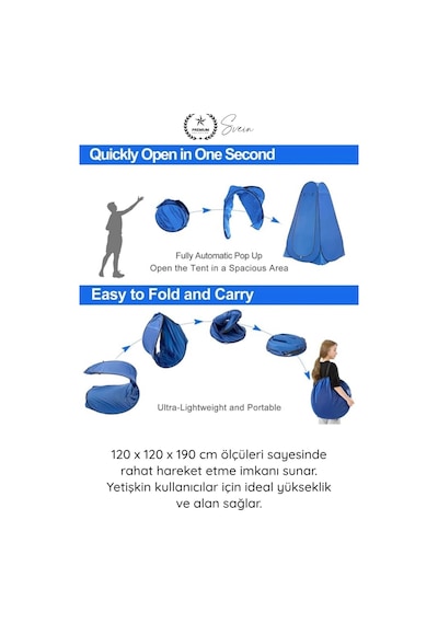 Çadır Giyinme Çadırı Otomatik Kamp Duş Çadırı Tuvalet Kabini Pencereli Fermuarlı İç Göstermeyen Por Diğer