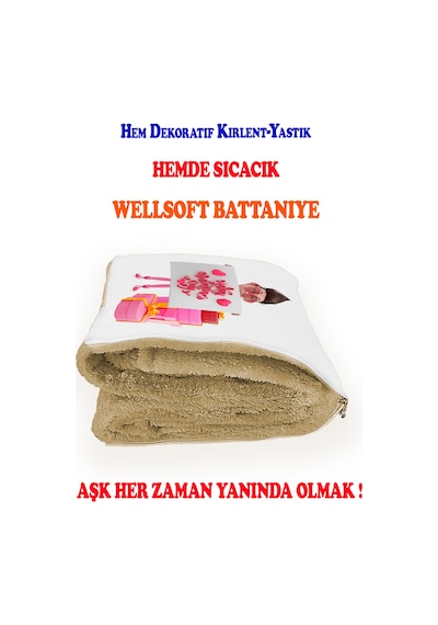 Sevgililer Günü Hediyesi Kalpli Baskılı Battaniyeli Opsiyonel Dekoratif Kırlent Sevgiliye Hediye Hediye Paketi-Hediye Paketi