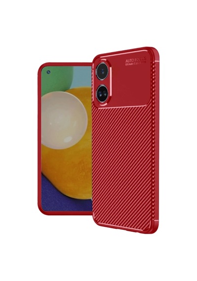 Oppo A38 Uyumlu Kılıf Auto Focus Karbon Kapak - Kırmızı