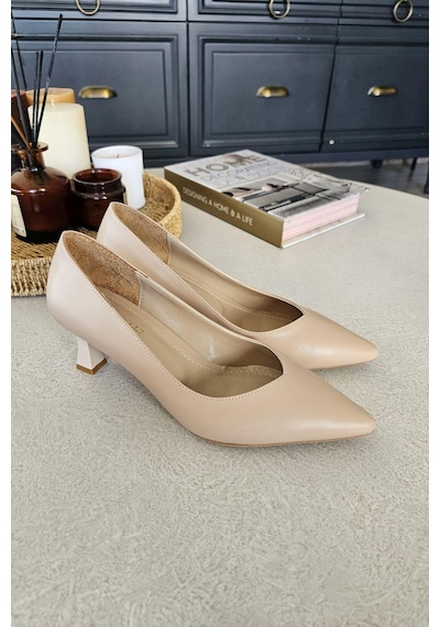 10 1896 Topukla Kadın Kadeh Topuklu 6 Cm Topuklu Stiletto Ayakkabı Ten