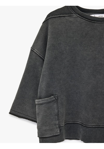 Koton Cep Detaylı Yıkamalı Kısa Kollu Bisiklet Yaka Pamuklu Oversize Sweatshirt Antrasit 6wal10359ık Antrasit Koton Cep Detaylı Yıkamalı Kısa Kollu Bisiklet Yaka Pamuklu Oversize Sweatshirt Antrasit 6wal10359ık Antrasit