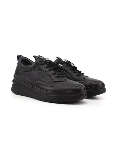 Gönderir Kadın Siyah Bağcıklı Hakiki Deri Sneaker Ddza85245738