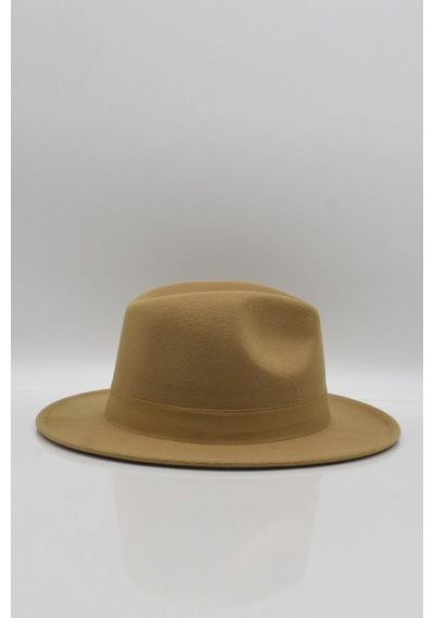 Külah Kadın Taba Şapka Trend Fötr Kovboy Fedora Şapka - Standart Taba