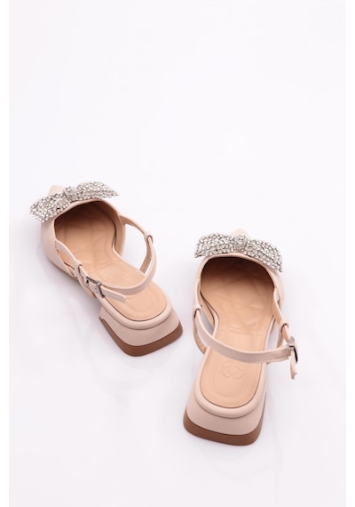 Dgn 008 Kadin Taş Kurdelali Sandalet 008-2267-R1627 Siyah Nubuk