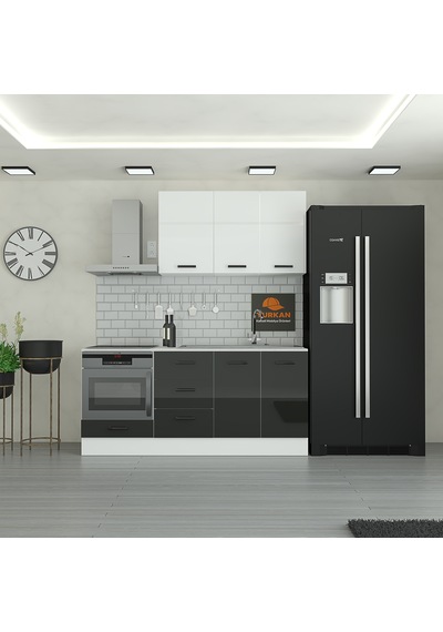 190 Cm Mutfak Dolabı Mdf Kapak Tezgah Dahil Yrkn190 99 Siyah
