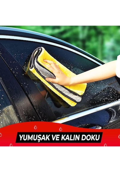 - Ultra Kalın Mikrofiber Oto Araba Yıkama Kurulama Havlusu 70x50 Cm, Büyük Boy Çift Katlı Araç