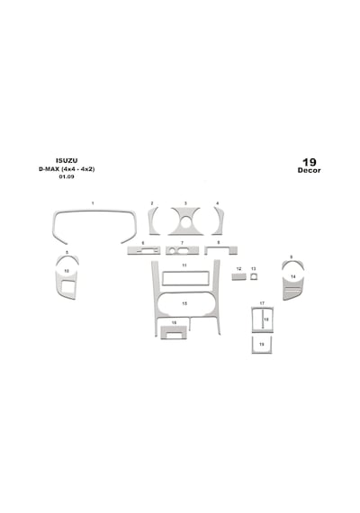 Isuzu D Max Çift Kabin 4x4 Torpido Kaplama 2005-2006 6 Parça Alüminyum