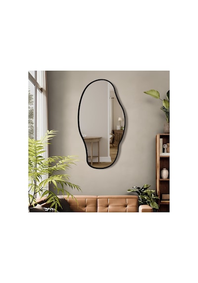 Ant Home Asimetrik Ayna, Konsol Aynası, Dresuar Aynası, Tuvalet Aynası, Boy Aynası 120x65 Cm Siyah