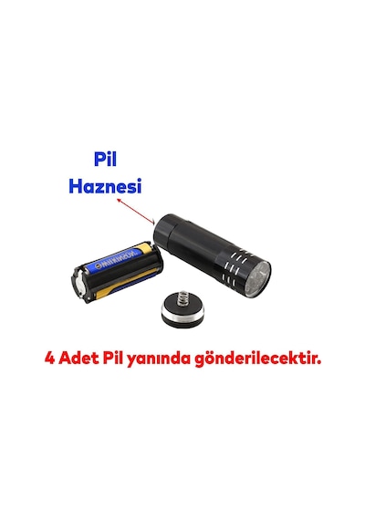 Pil Hediyeli Portatif Pilli Küçük Klasik Led El Feneri Kamp Lambası Işıldak Fener Lambası 1 Adet