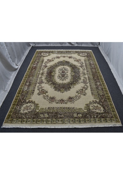 Zehra Abla Halı Vintage 6m2 El Dokuma Aubusson Model Eskitme Lüks Yün Salon Halısı 5867 Renkli
