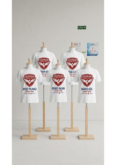Hediye Okullara Özel Logolu Baskılı Öğrenci Tişörtü Toptan T-shirt 10'lu Paket Kendin Tasarla Kuruma/kişiye Özel Beyaz
