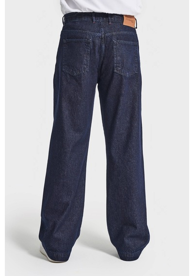 Itsbasic Erkek İndigo Renk Nc17 7w5-50 Relaxed Baggy Fit Kemeri Bağcıklı İç Boy 79cm %100 Koton Denim Jean