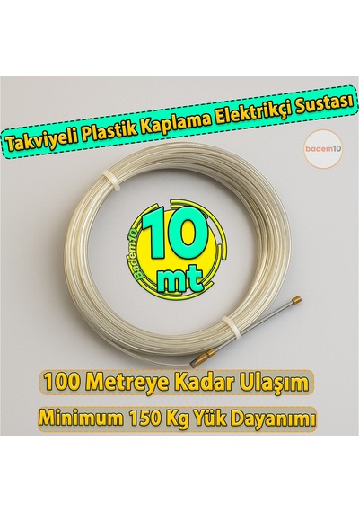10 Metre Elektrikçi Sustası Plastik Kaplamalı Spiral Kablo Çekme Teli Boru İçi Kılavuz Tel Tesisat