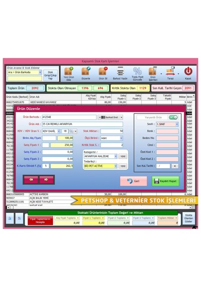 Demirsoft Petshop Programı - Barkodlu Satış Stok Takip Sms Sistemi