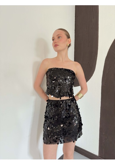 Verymoda Pullu Etek D2928 Siyah
