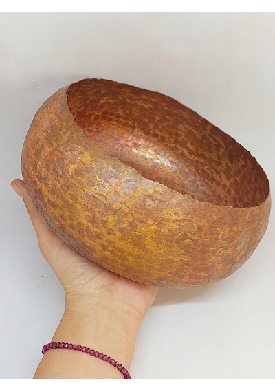 Dekoratif Otantik El Yapımı Bakır Bowl Kase Büyük Boy