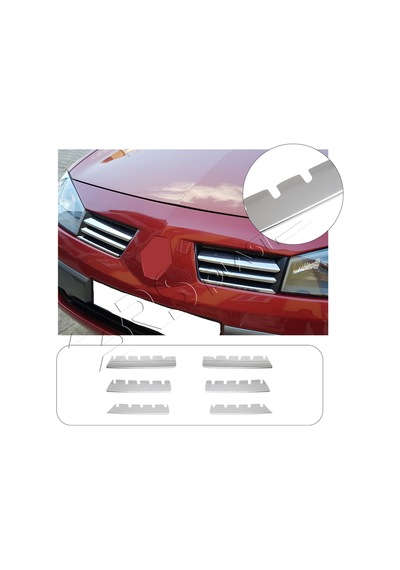 Renault Megane 2 Uyumlu 2004-2006 Ön Panjur 6 Panjur Paslanmaz Çelik