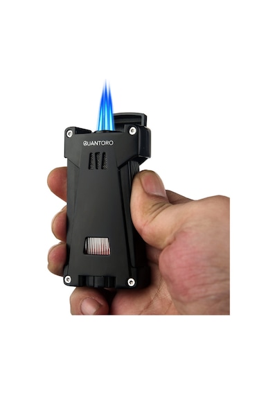 Quantoro 3 Torch Pürmüz Siyah Metal Puro Çakmağı - Trz1048