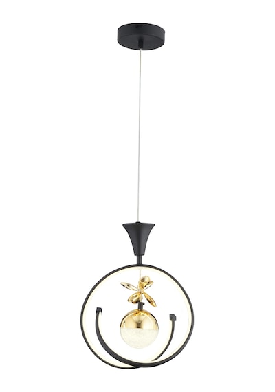 Mengü Tekli Siyah Gold Ledi Modern Oturma Odası, Koridor, Salon Led Avize