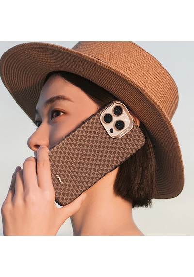 Apple Uyumlu iPhone 16 Pro Max Kılıf M-safe Raptic Aramid Skin Origin Serisi Kapak Kahverengi