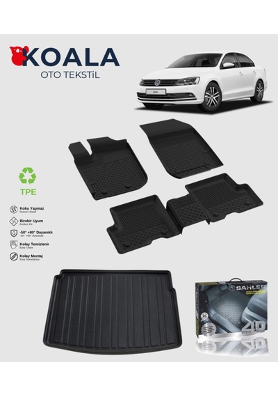Volkswagen Jetta Trendline Cepli 2011-2018 Uyumlu Sahler Paspas + Bagaj Havuz Seti