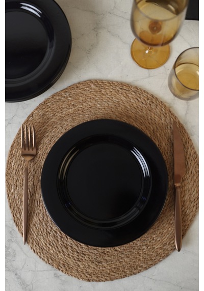 Keramika Siyah Assos Pasta Tabağı 22 Cm 6 Adet 650 Siyah