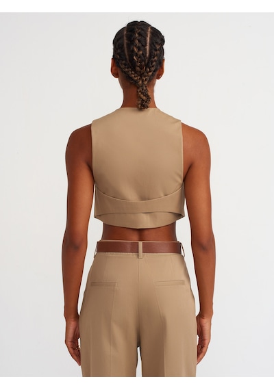 Dilvin Kısa Yelek Camel