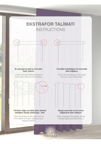 Br Favolli Kadife Dokulu Menekşe Moru Ada Fon Perde Ekstrafor Büzgülü Dream Series Menekşe Moru