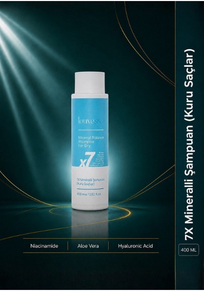Kuru Saçlar İçin 7x Mineralli Şampuan Biotin, Keratin, Kafein, Aloe Vera, Yeşil Çay, Niacinamide, Hyaluronic Acid - 400 Ml