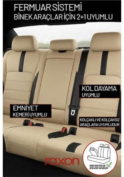 Fiat Egea Hatchback Neptune Series 2+1 Uyumlu Tay Tüyü Oto Koltuk Kılıfı - Premium Şık Ve Konforlu Tasarım Krem