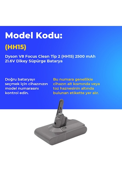 Dyson V8 Focus Clean Tip 2 Hh15 2500 Mah 21.6v Dikey Süpürge Batarya