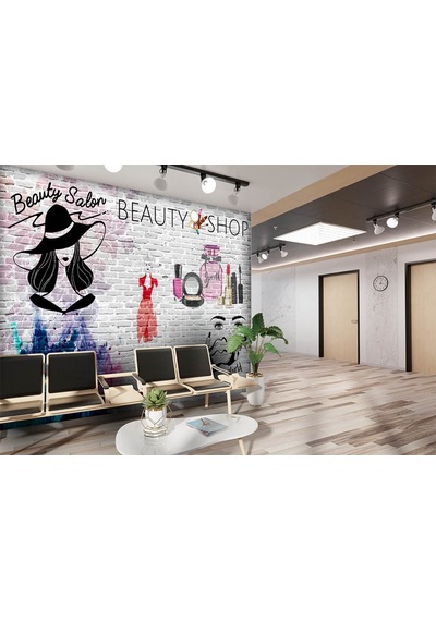 3 Boyutlu Güzellik Makeup Salonu Özel Tasarım Duvar Kağıdı