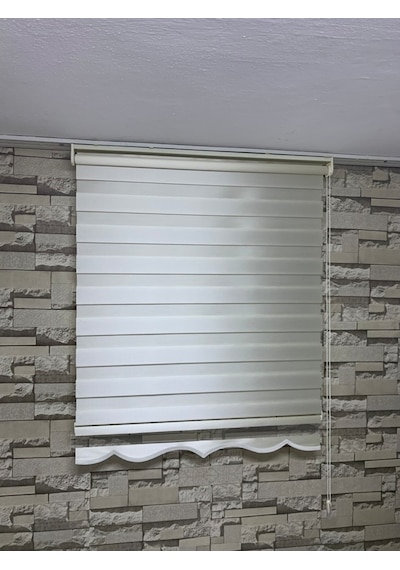 Bambu Acık Krem Renk Zebra Perde (Etekli)