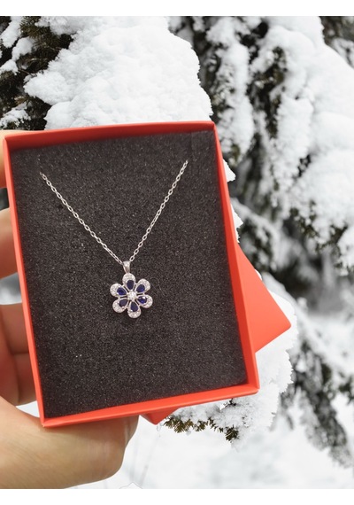 Modahilye - 925 Ayar Orjinal Gümüş Lotus Çiçeği Kolye Gümüş