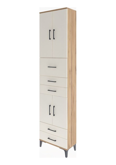 Arges Dolap 4 Raflı 5 Çekmeceli 4 Kapaklı 60x30x243 Çam-aytaşı Çam