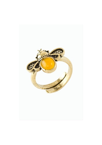 Uğur - 924 - Böceği Doğaltaşlı Otantik Yüzük - Nazblsmm - Sarı Akik Bronz