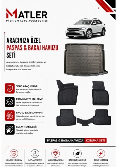 Volkswagen Taigo 2024 Model 4d Ekstra Havuzlu Paspas Ve Bagaj Havuzu Set